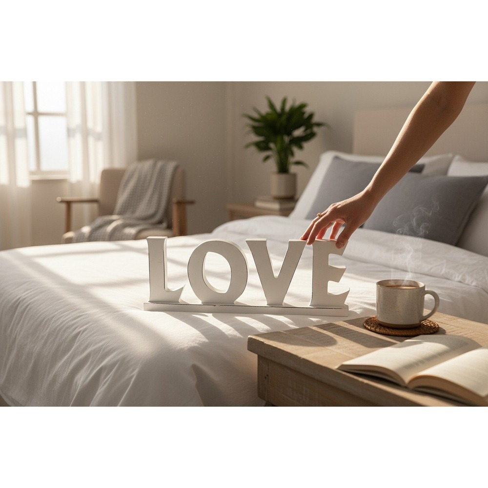 Marshalls Love Sign Home Decor OS White Good Distressed Wood Block Lettering